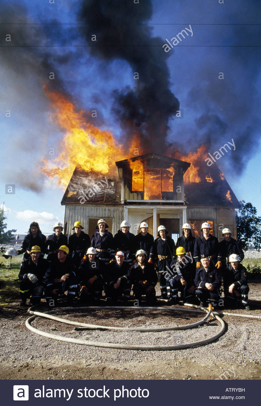 Burning House Stock Photo