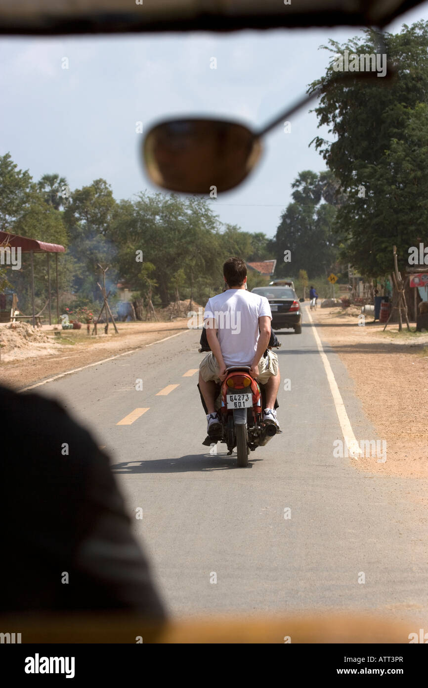 Westerner on Motorcycle Pillion Phnom Penh Cambodia Stock Photo Alamy