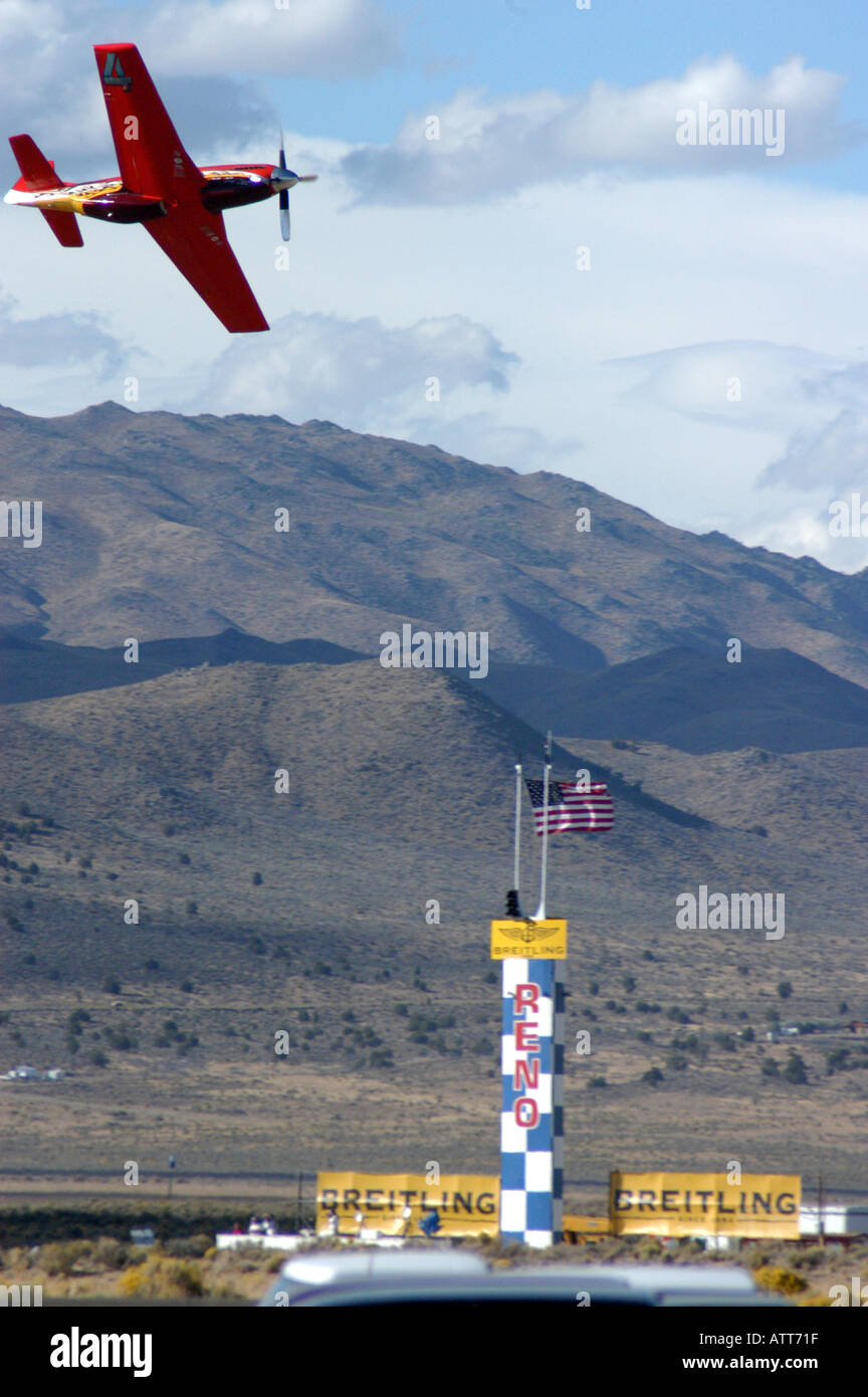 Reno Air Races Reno Nevada USA Steed Airport Finish Pylon Stock Photo