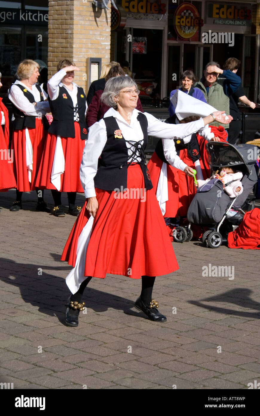 demonstation of folk dancing st davids day parade cardiff south wales