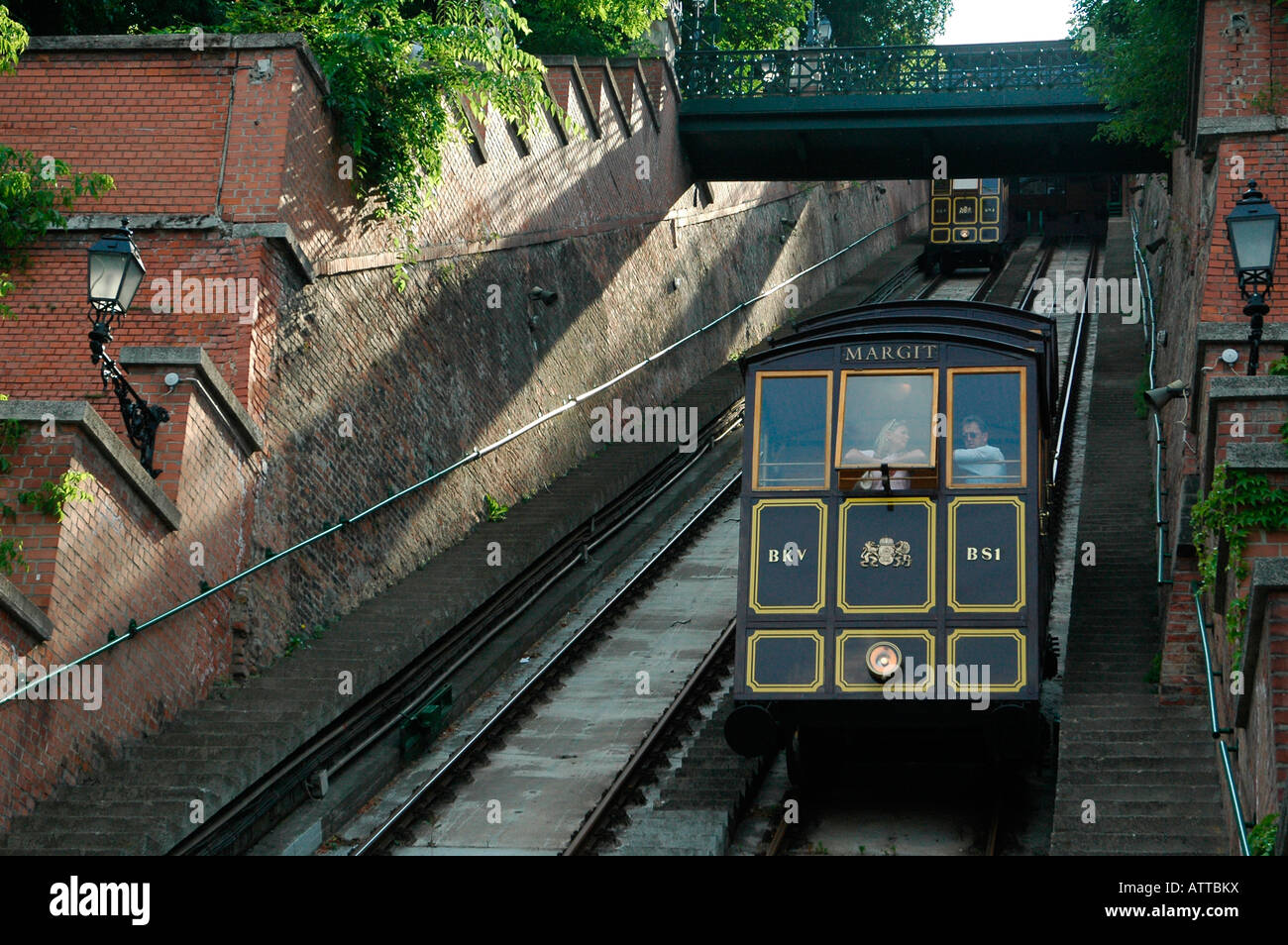 The Budapest Castle Hill Funicular or Budavari Siklo a funicular