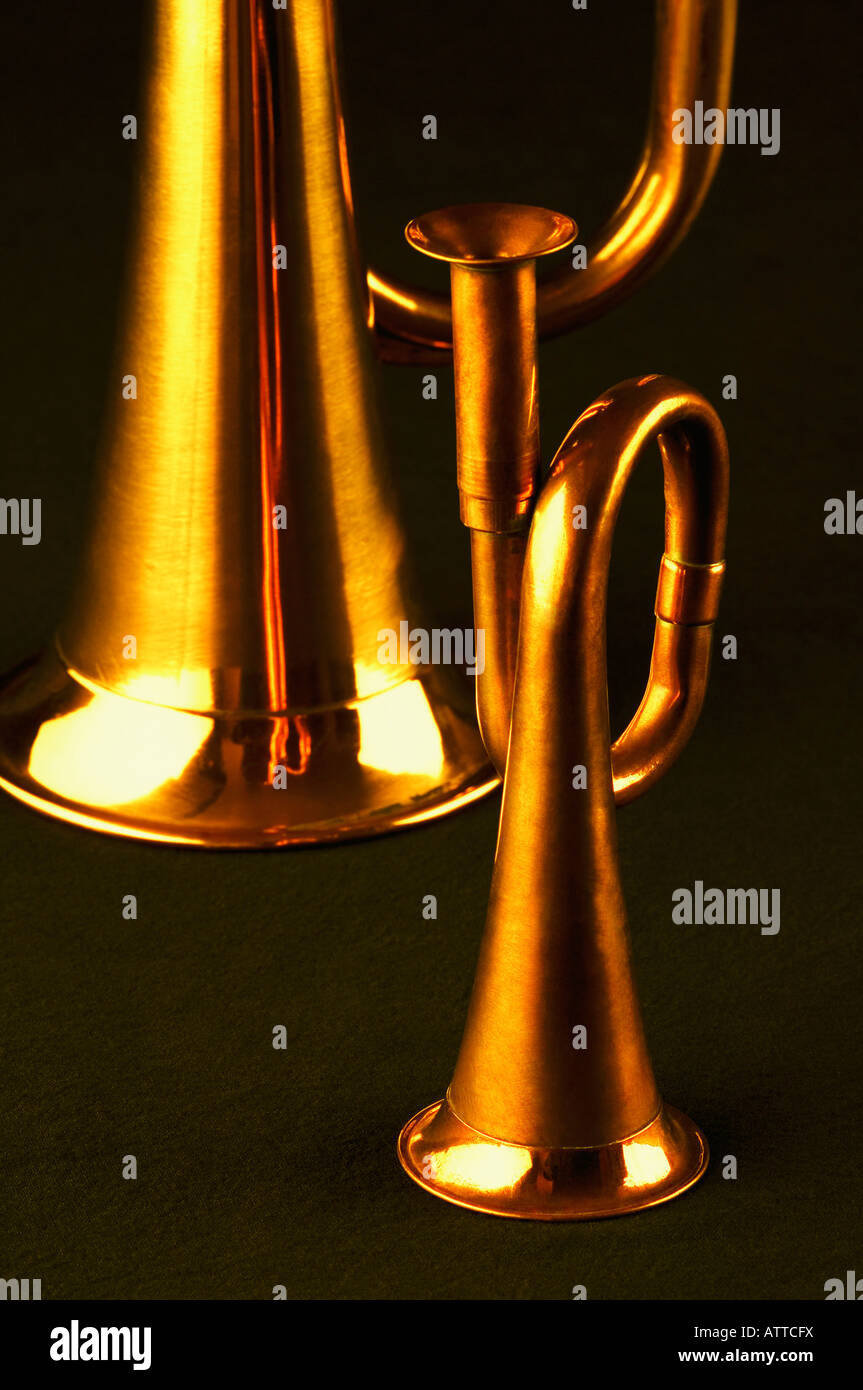 Close-up of two bugles Stock Photo - Alamy