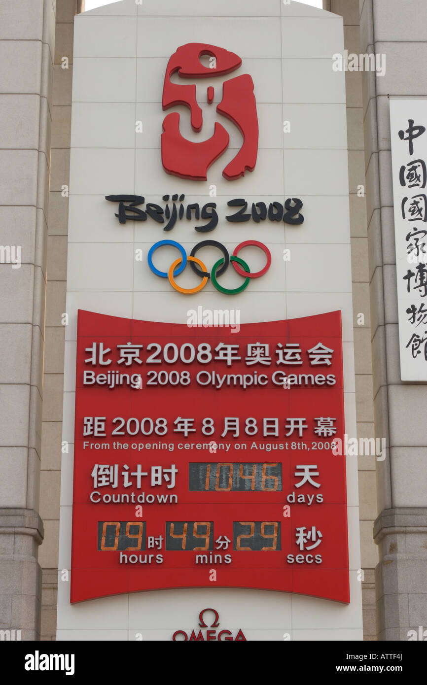 Countdown clock to opening ceromonies of the 2008 Summer Olympic Games