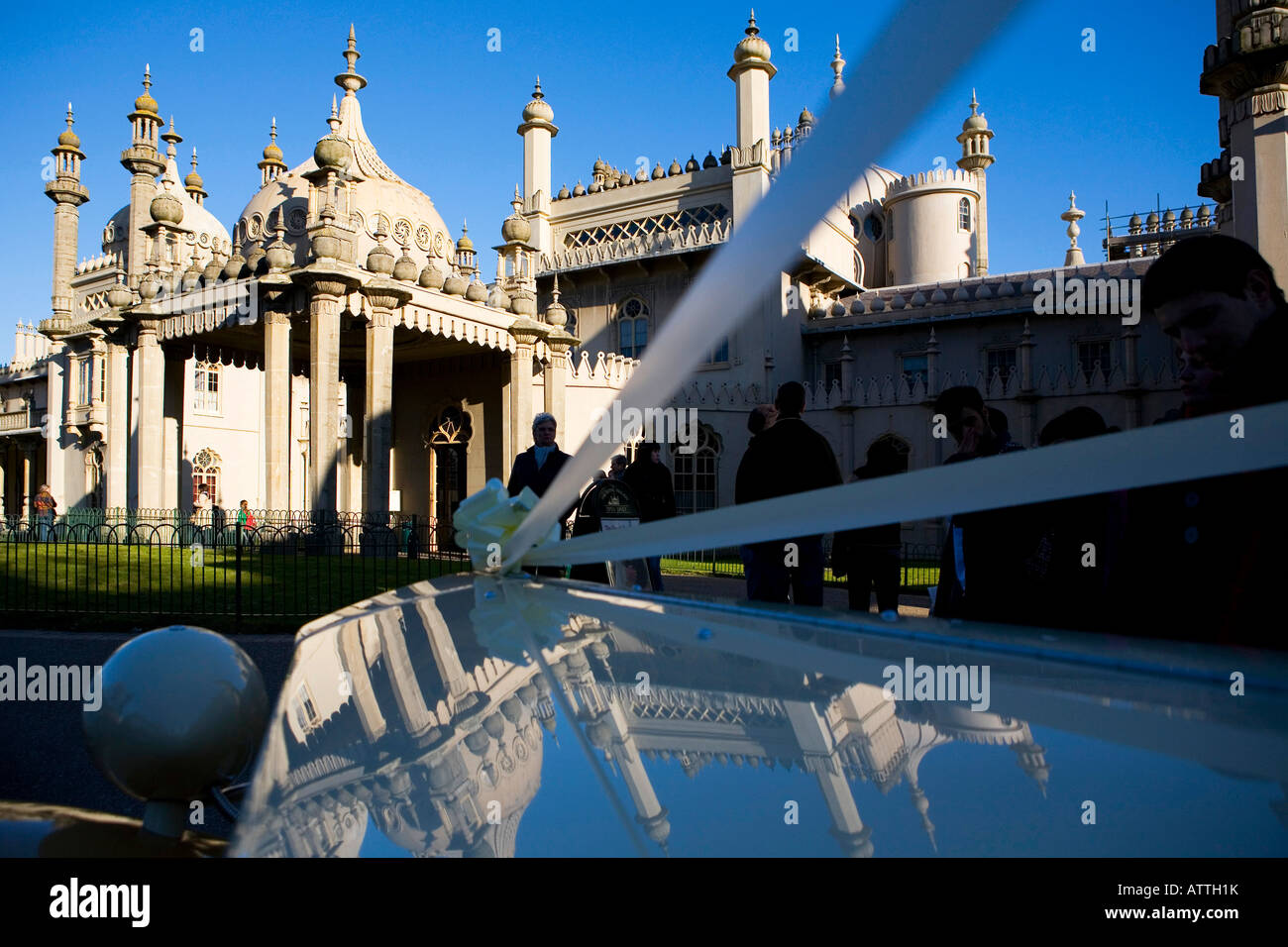 Wedding car outside Brighton Royal Pavillion East Sussex United kingdom
