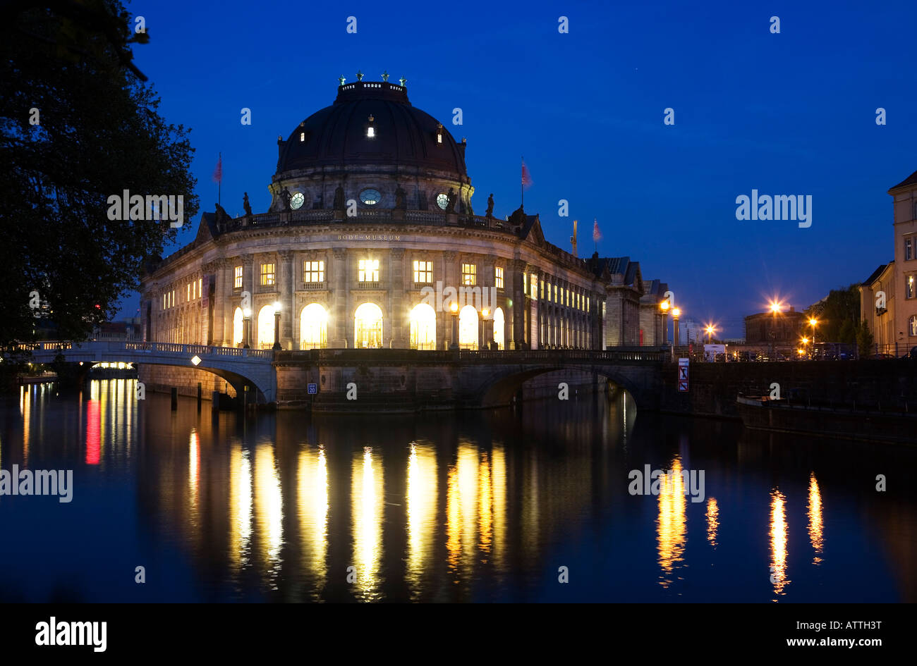 Bode Museum in Berlin Mitte at dusk Berlin Germany Europe EU Stock Photo