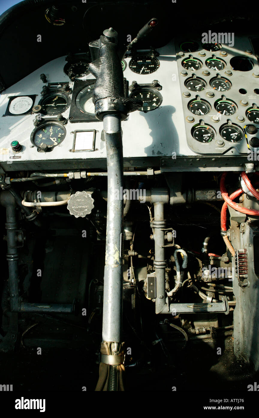 Cockpit in the Westland Whirlwind Sikorsky S55 on exhibit at