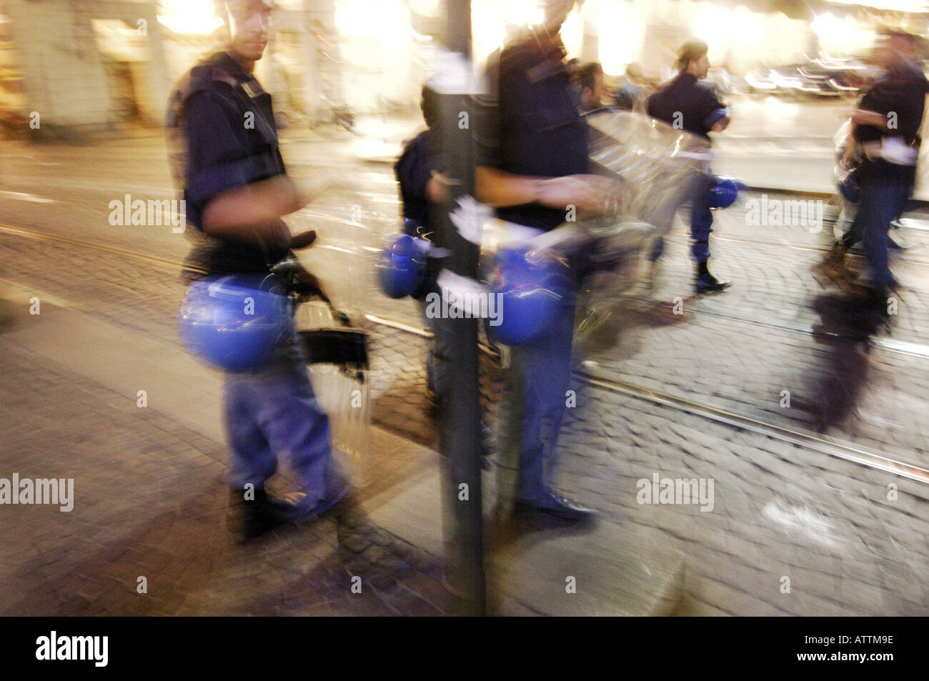 Turin riot police after a match of Juventus Stock Photo