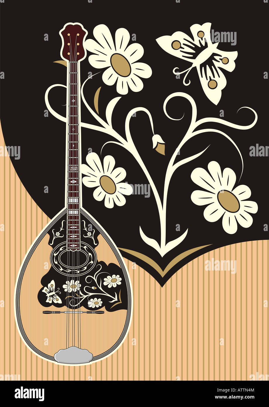 Bouzouki. Greek music string instrument having three pairs of strings ...