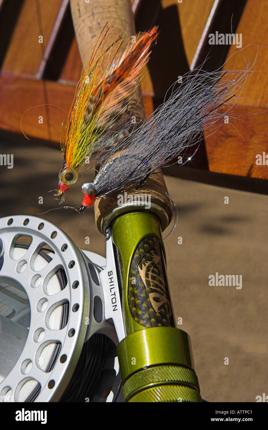 Fly fishing tackle Stock Photo