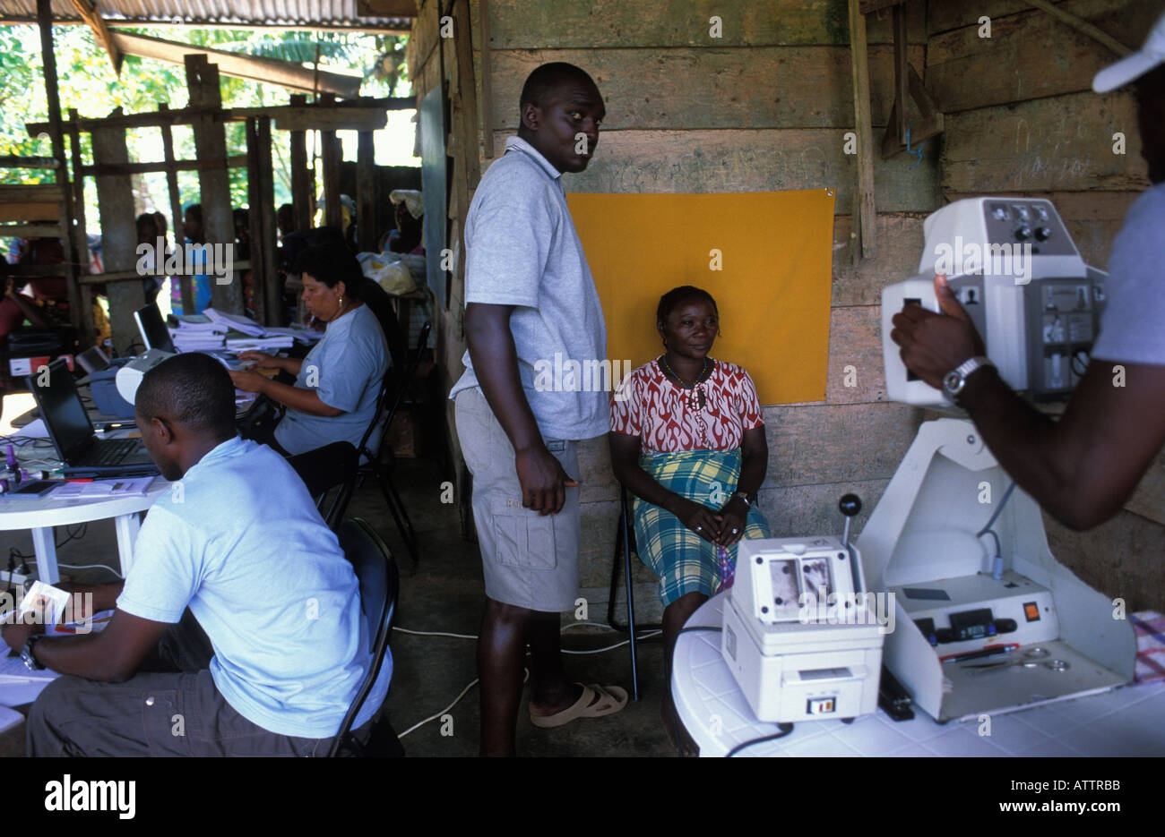 Kumalu Saramaccan people are registering as voters Stock Photo
