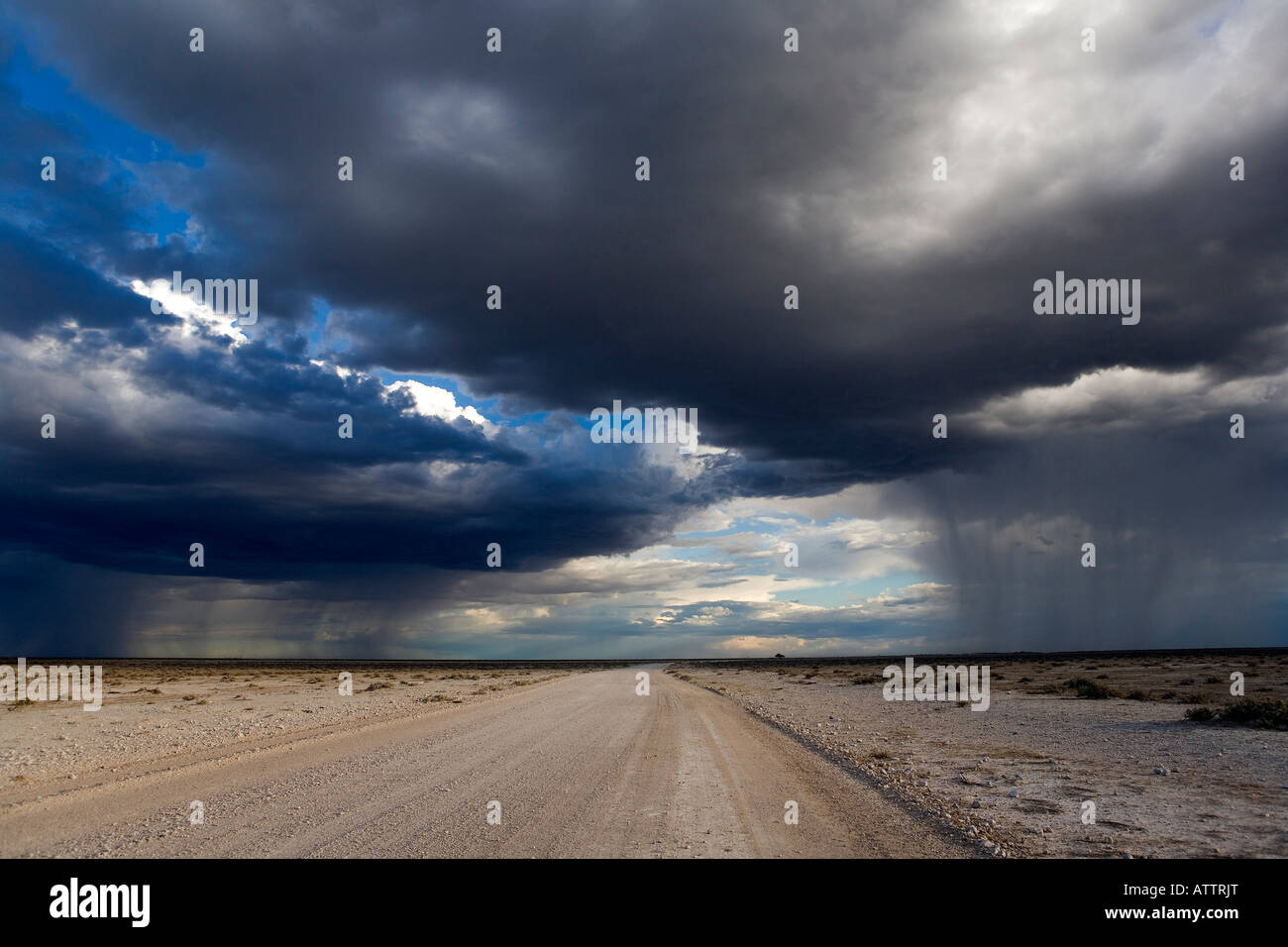 Scenic view of a distant thunderstorm Stock Photo