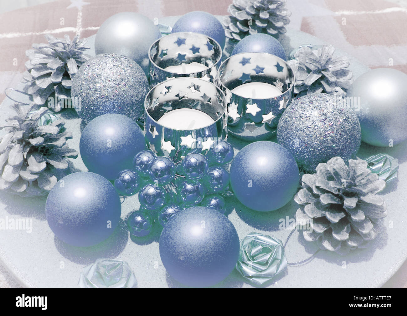 christmas decorations in pale blue Stock Photo - Alamy