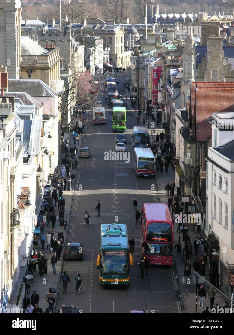 oxford city rooftop view from carfax tower high street traffic spires