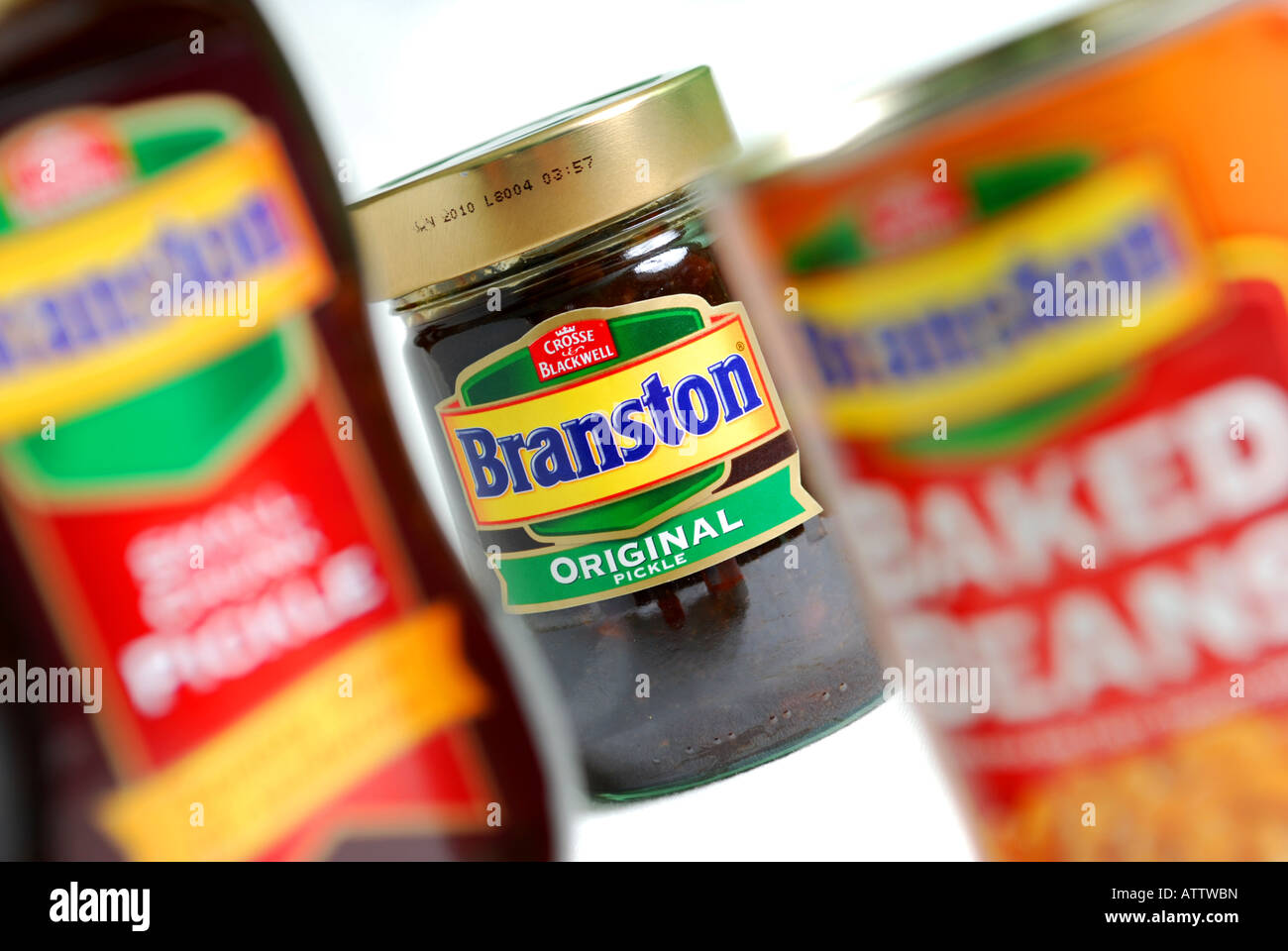 generic image showing the Branston brand of pickle easy pour original and beans Stock Photo