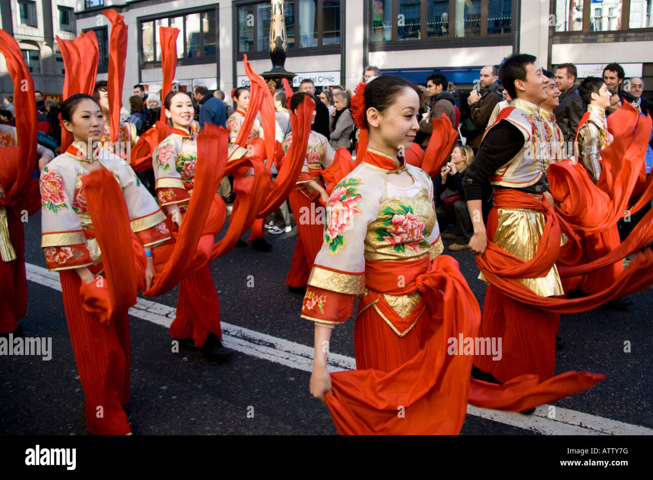The official Chinese New Year Parade in London was held on the 10th February 2008. Stock Photo