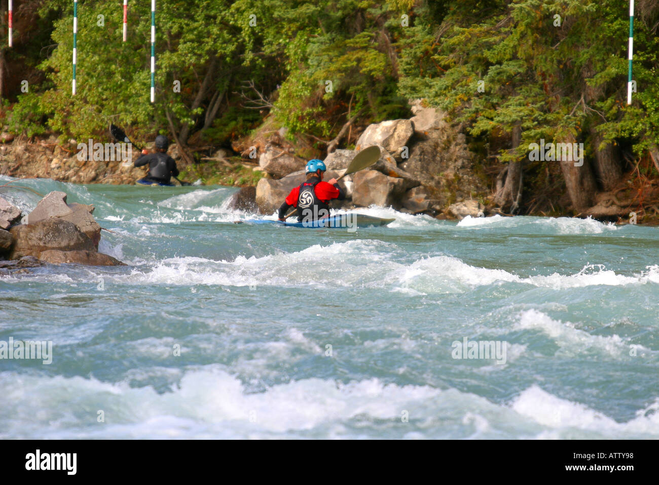 Kayaks on a dangerous river Stock Photo Alamy