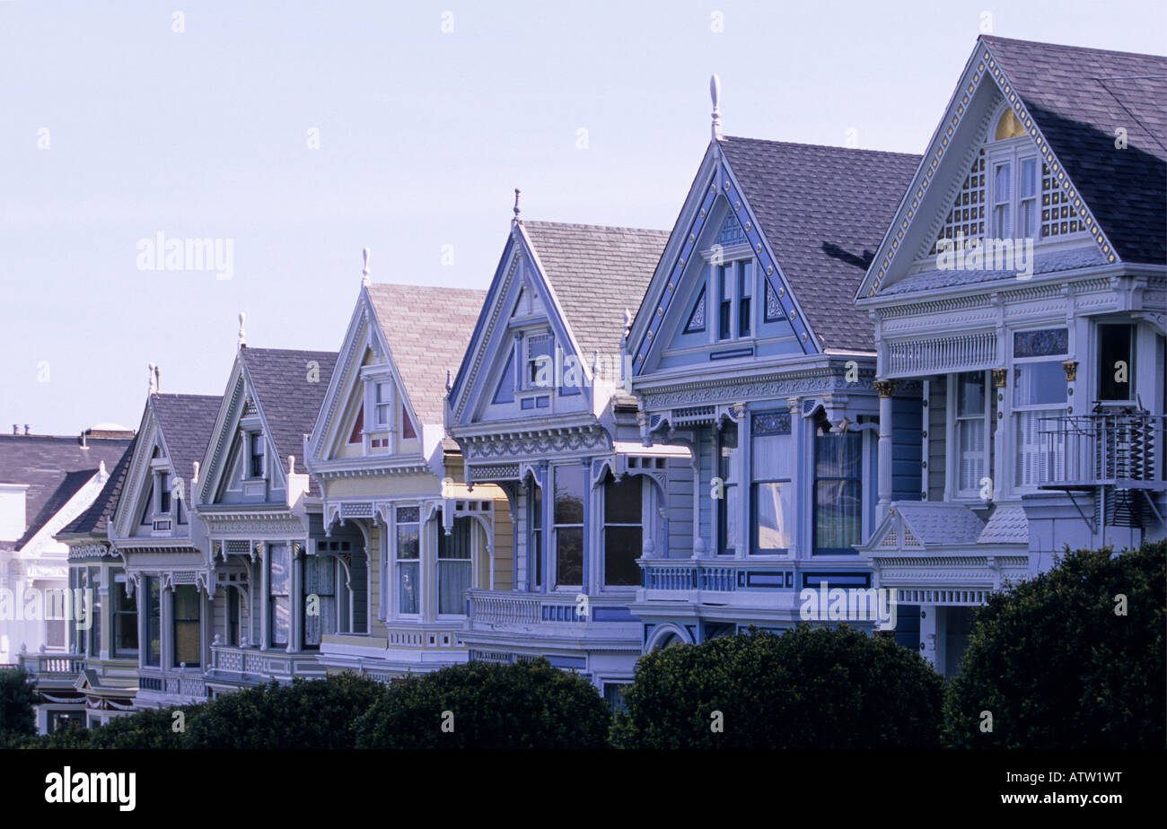Victorian Houses the Seven Sisters San Francisco USA March 2007 Stock
