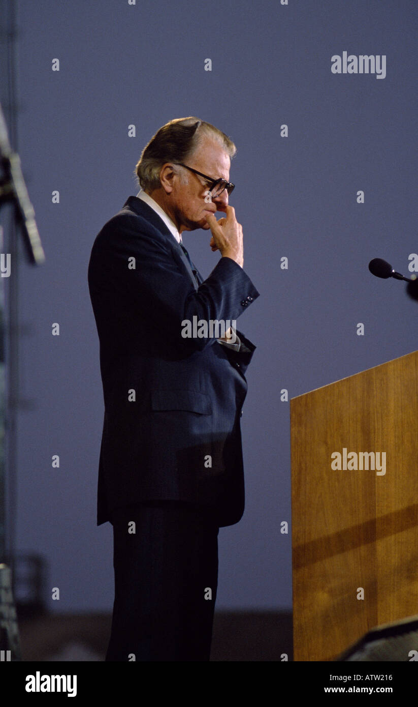 American preacher Billy Graham in London in England in Great Britain in the United Kingdom Stock Photo