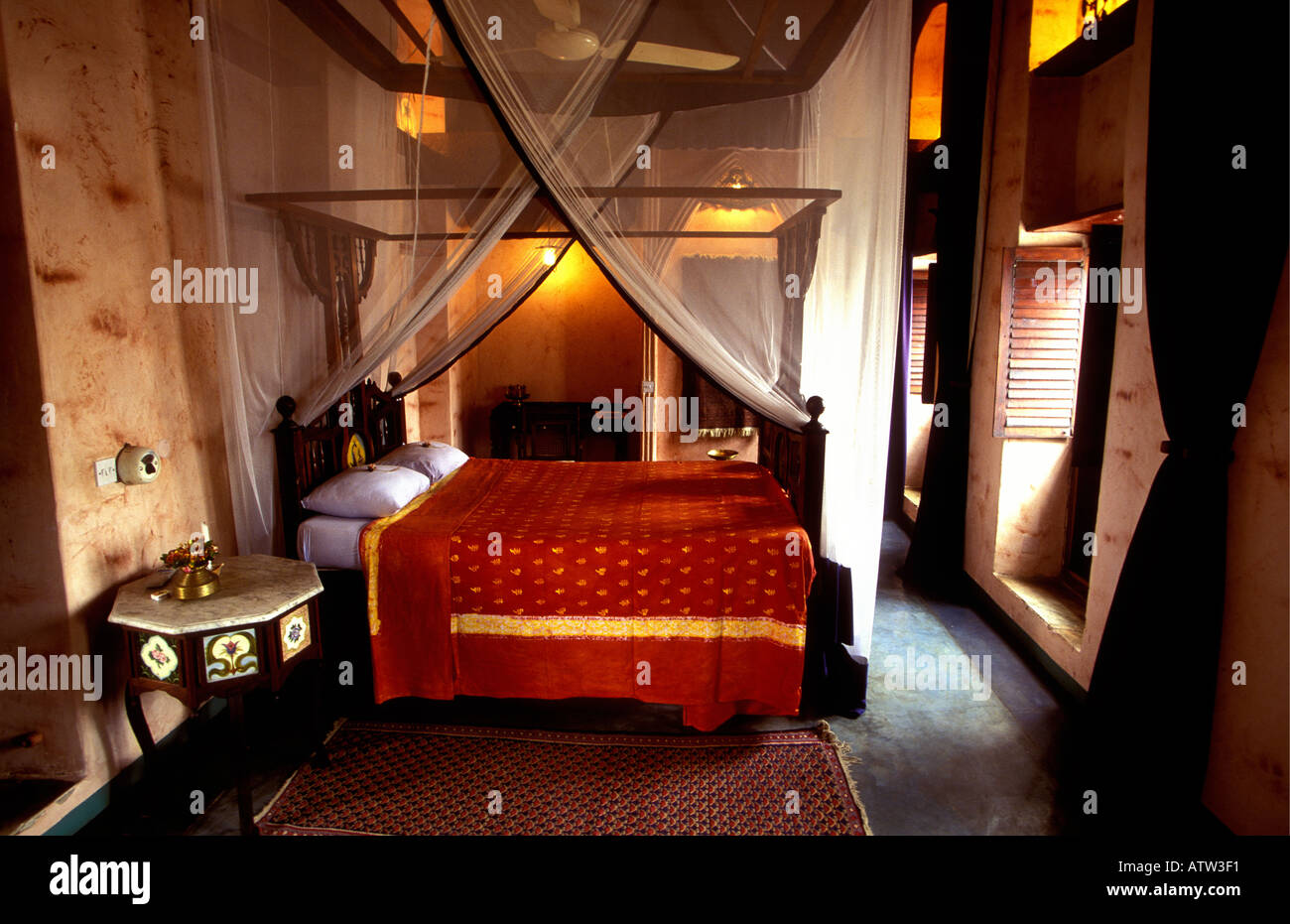 Luxury bedroom in the Emerson and Green Hotel Zanzibar Tanzania East Africa Stock Photo
