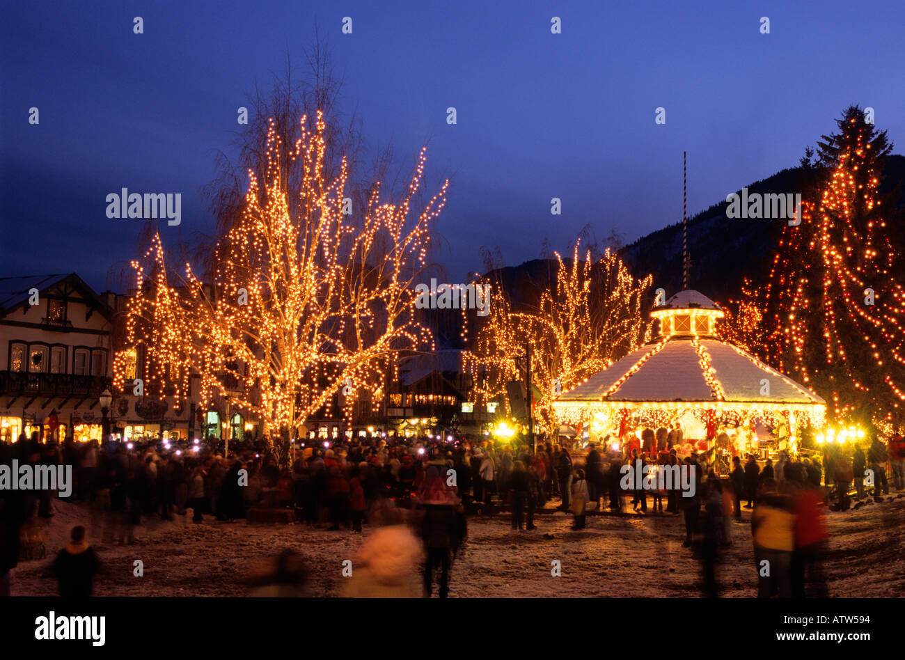 Leavenworth Washington at Dusk Stock Photo
