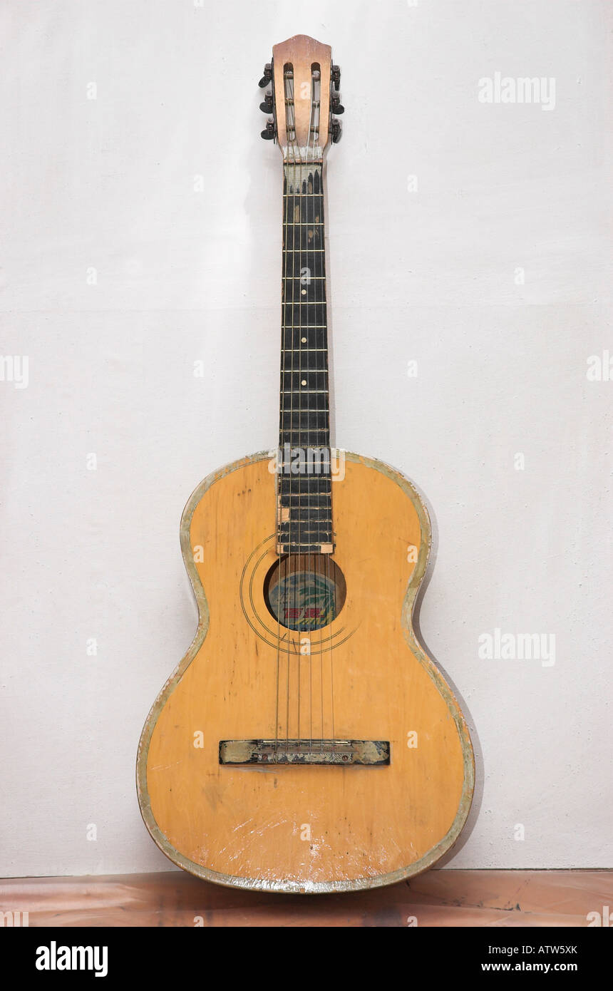 Acoustic guitar resting in university classroom Stock Photo Alamy