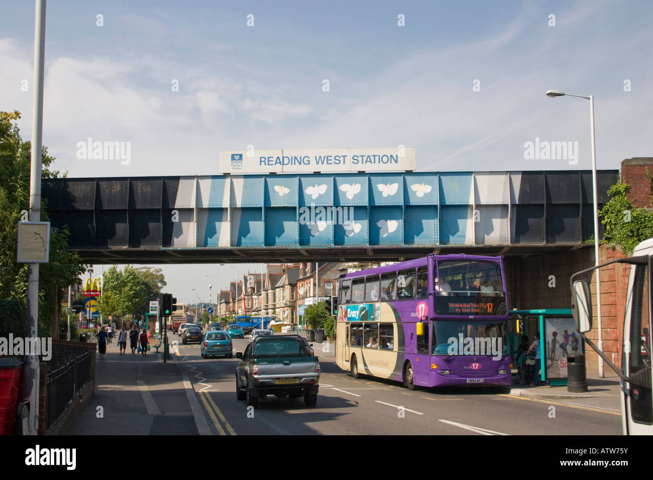 Reading West railway station bridge on Oxford Road Reading Berkshire