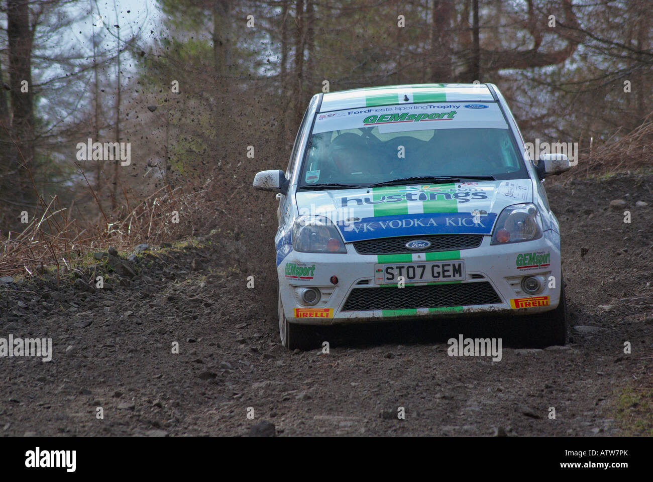 Rally Car on a special forest stage of a motor sport rally Stock Photo ...