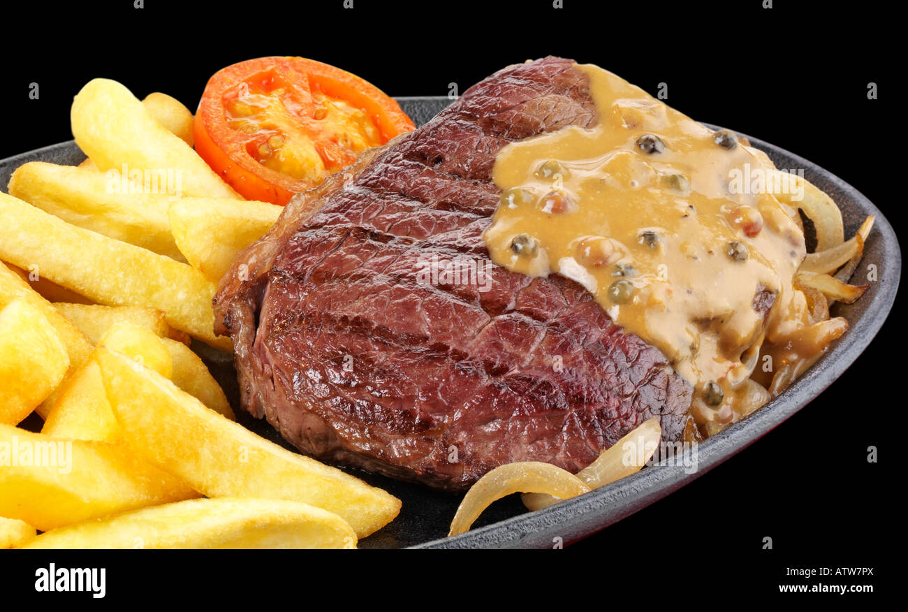 RUMP STEAK WITH PEPPER SAUCE Stock Photo - Alamy