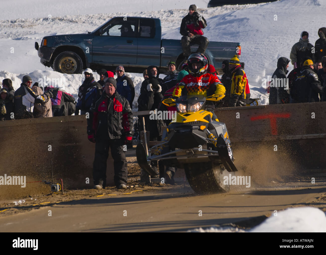 Snowmobile Drag Racing in the region of Charlevoix, Quebec, Canada