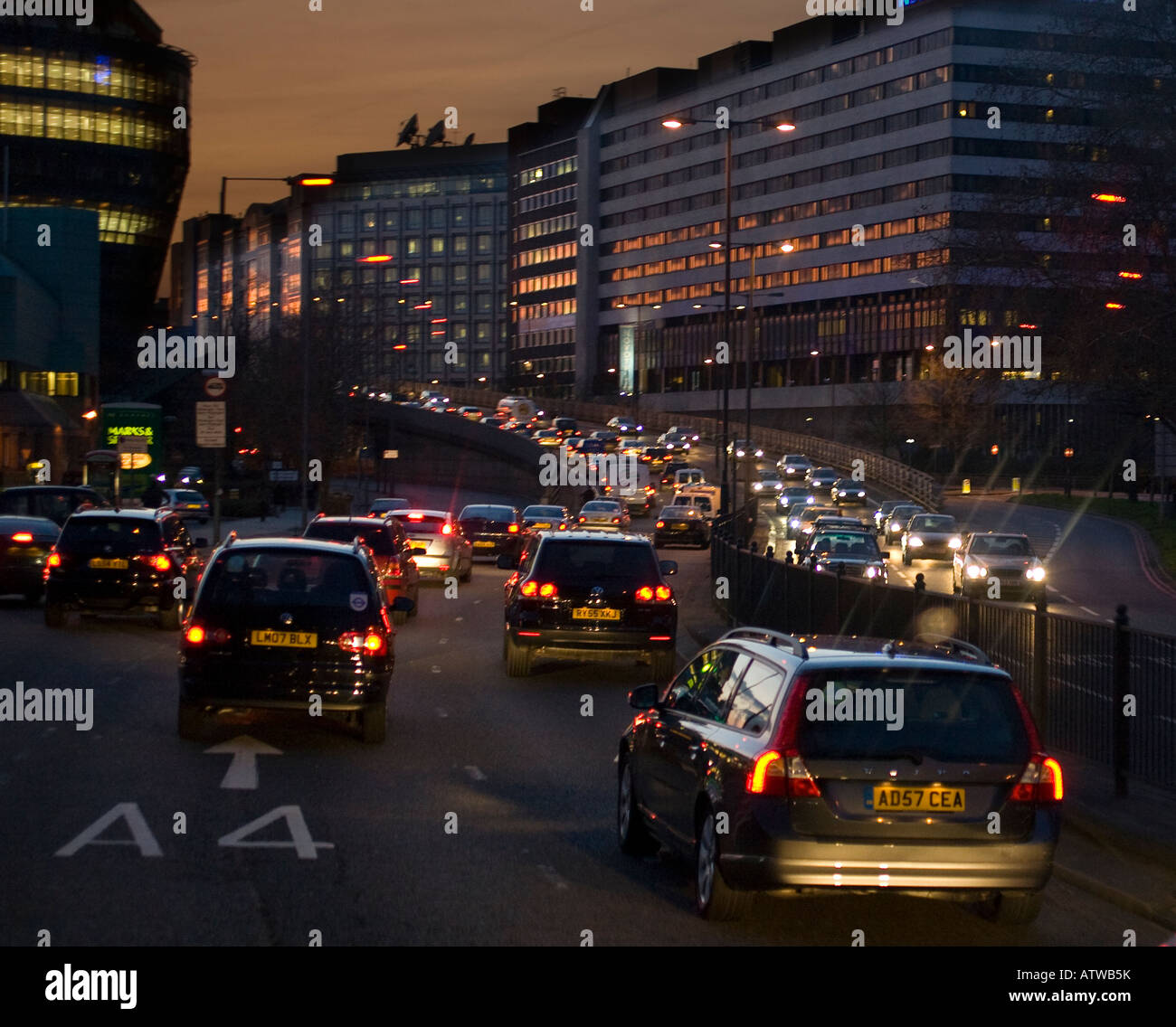 West bound evening traffic out of London Stock Photo