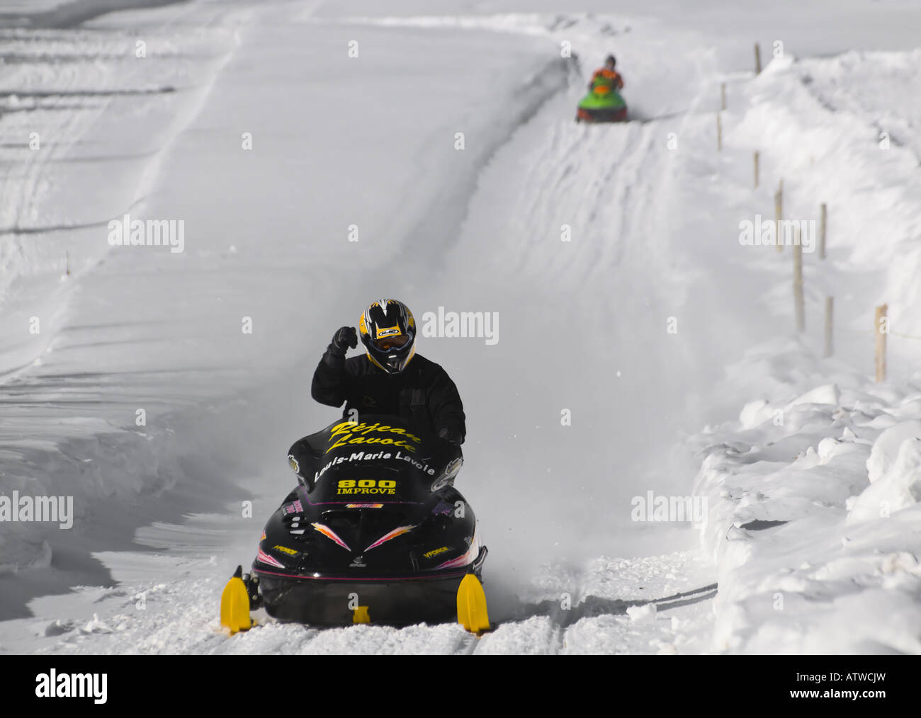 Snowmobile Drag Racing in the region of Charlevoix, Quebec, Canada