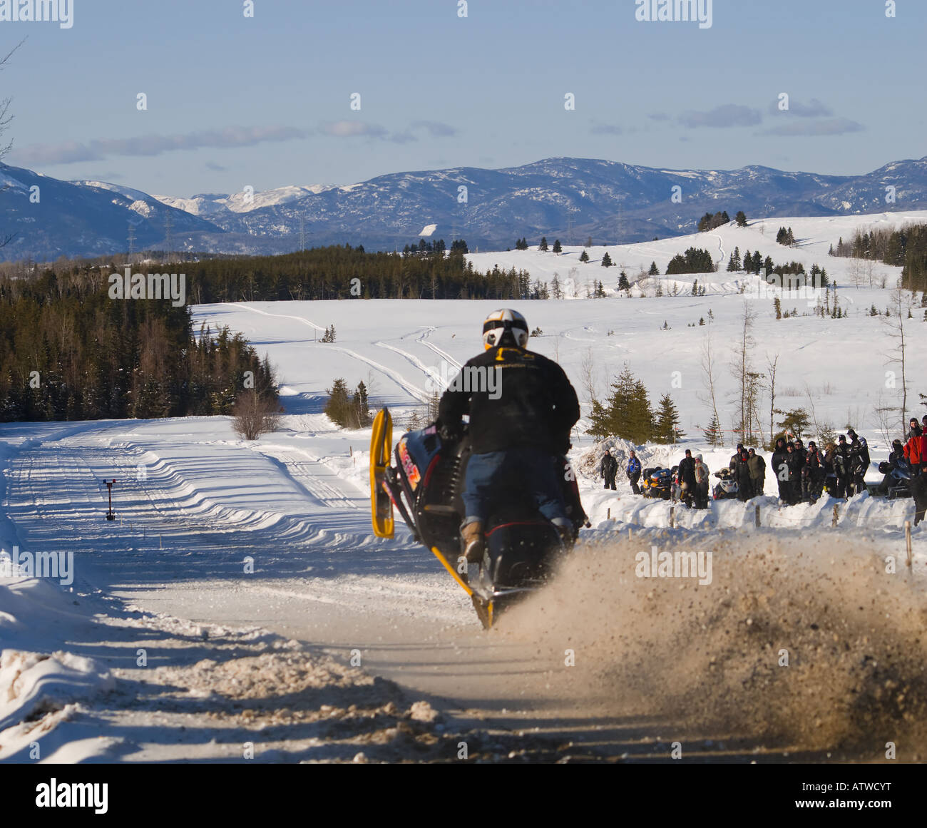 Snowmobile Drag Racing in the region of Charlevoix, Quebec, Canada