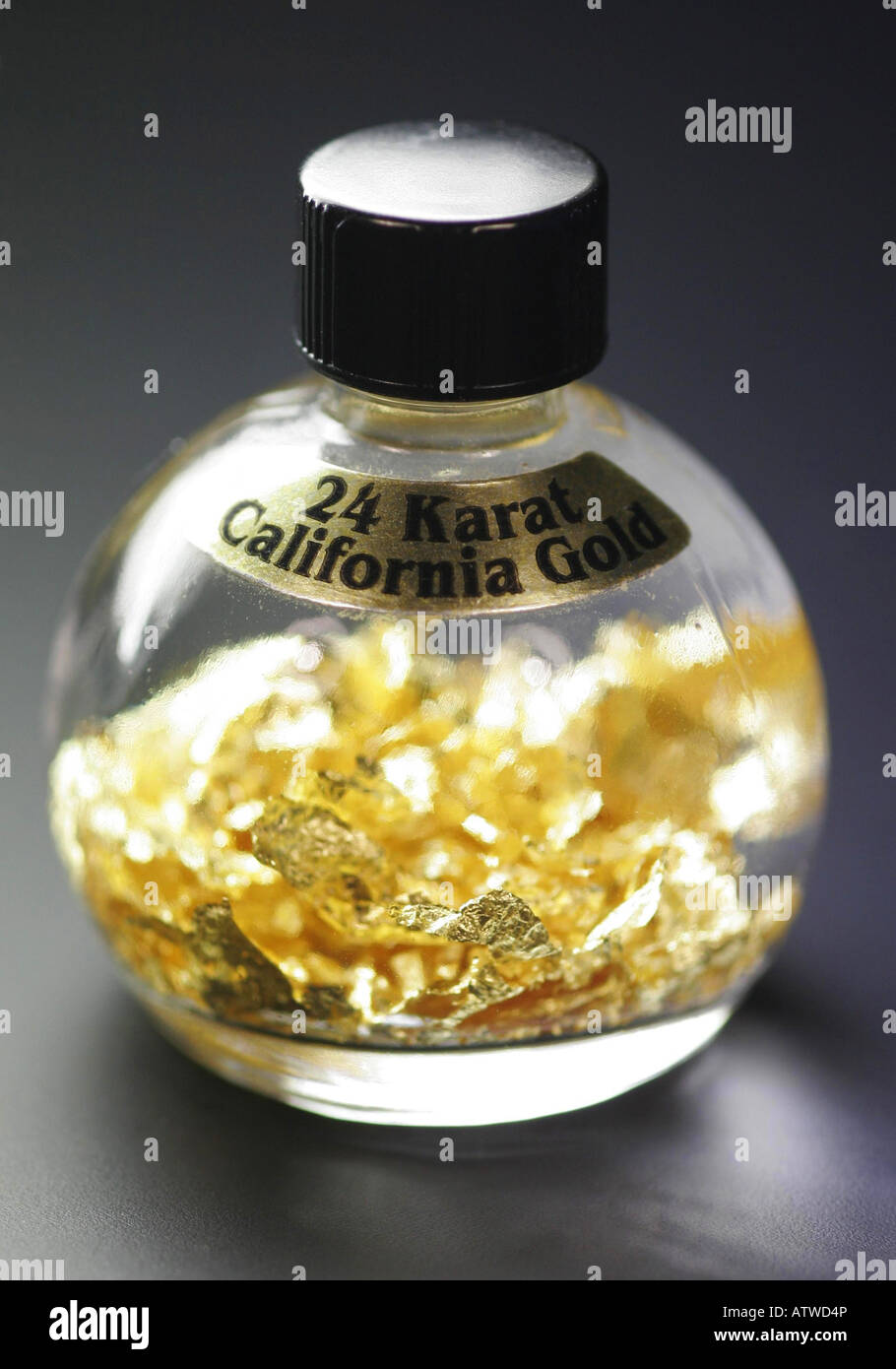 24 karat california gold in a bottle hires stock photography and