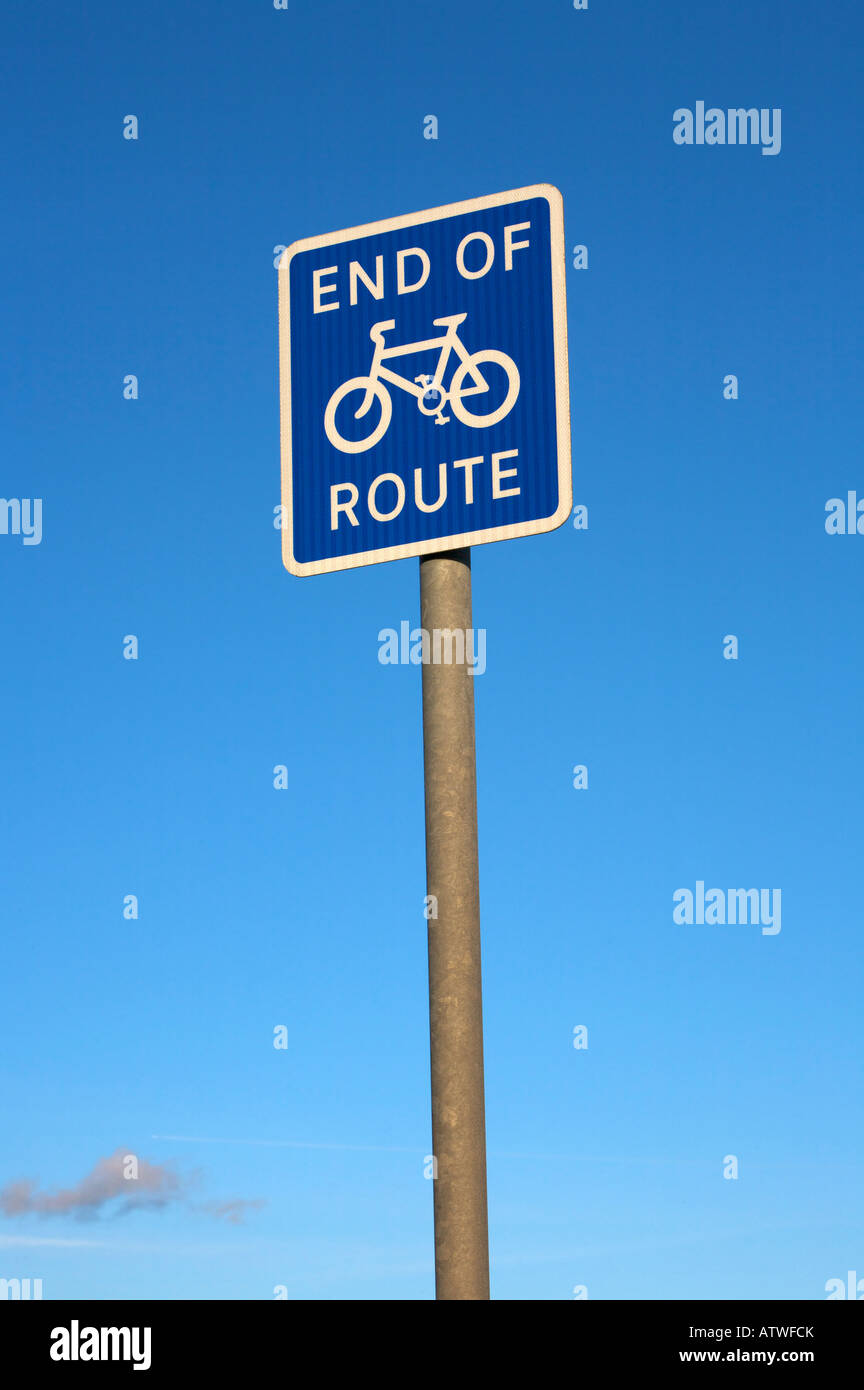 End of Cycle Route Sign Stock Photo