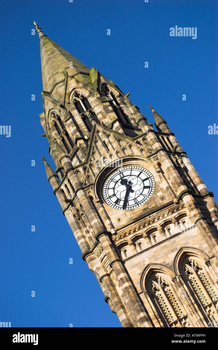 The clock tower of Rochdale Town Hall. Rochdale, Greater Manchester