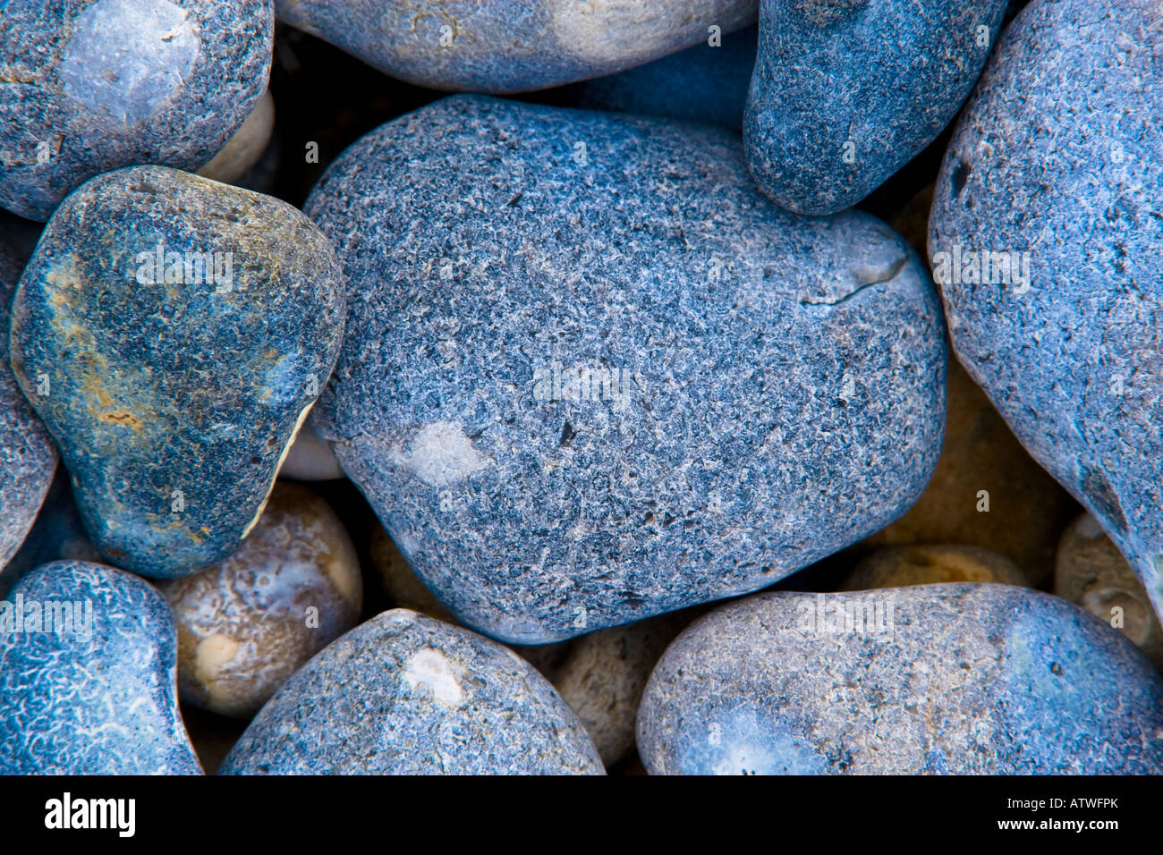 Blue Pebbles on a beach. England Stock Photo