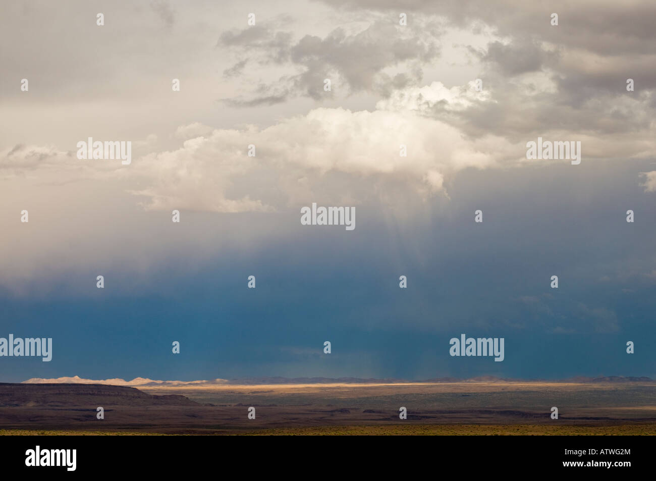 Thunder and lightning storm over plains surrounding Fish River Canyon in southern Namibia Stock Photo