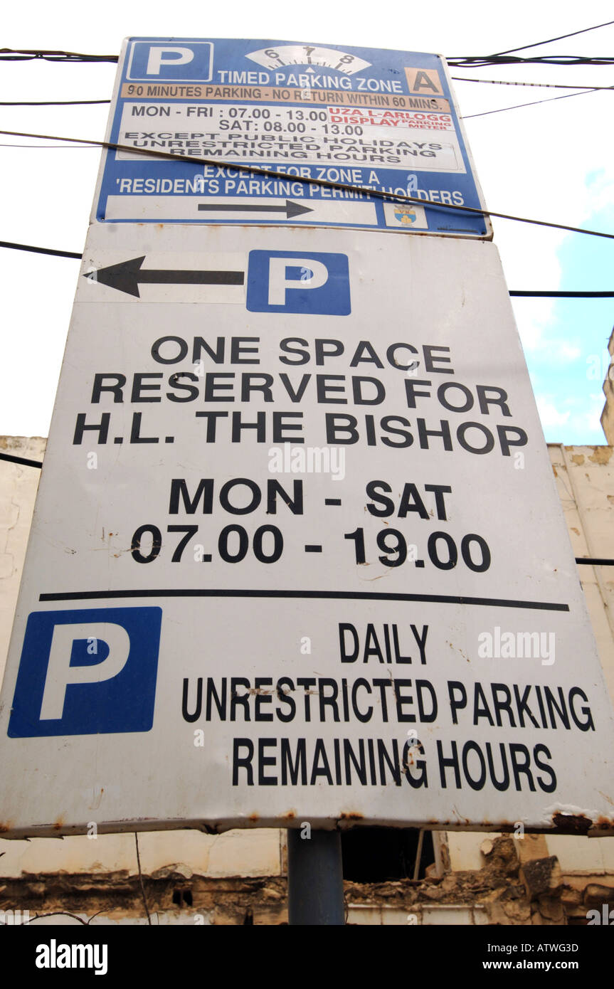 Parking space sign for in Victoria Gozo The Island of Malta
