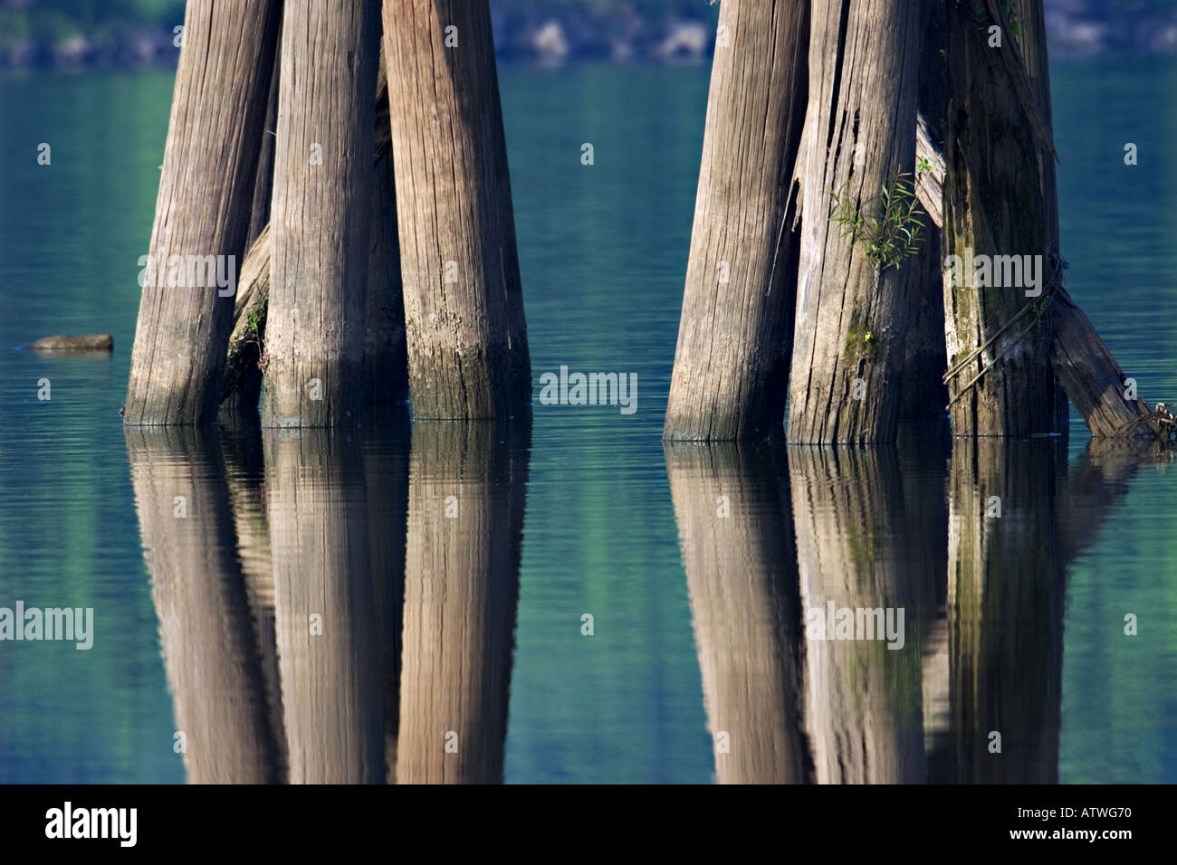 pier reflections Stock Photo