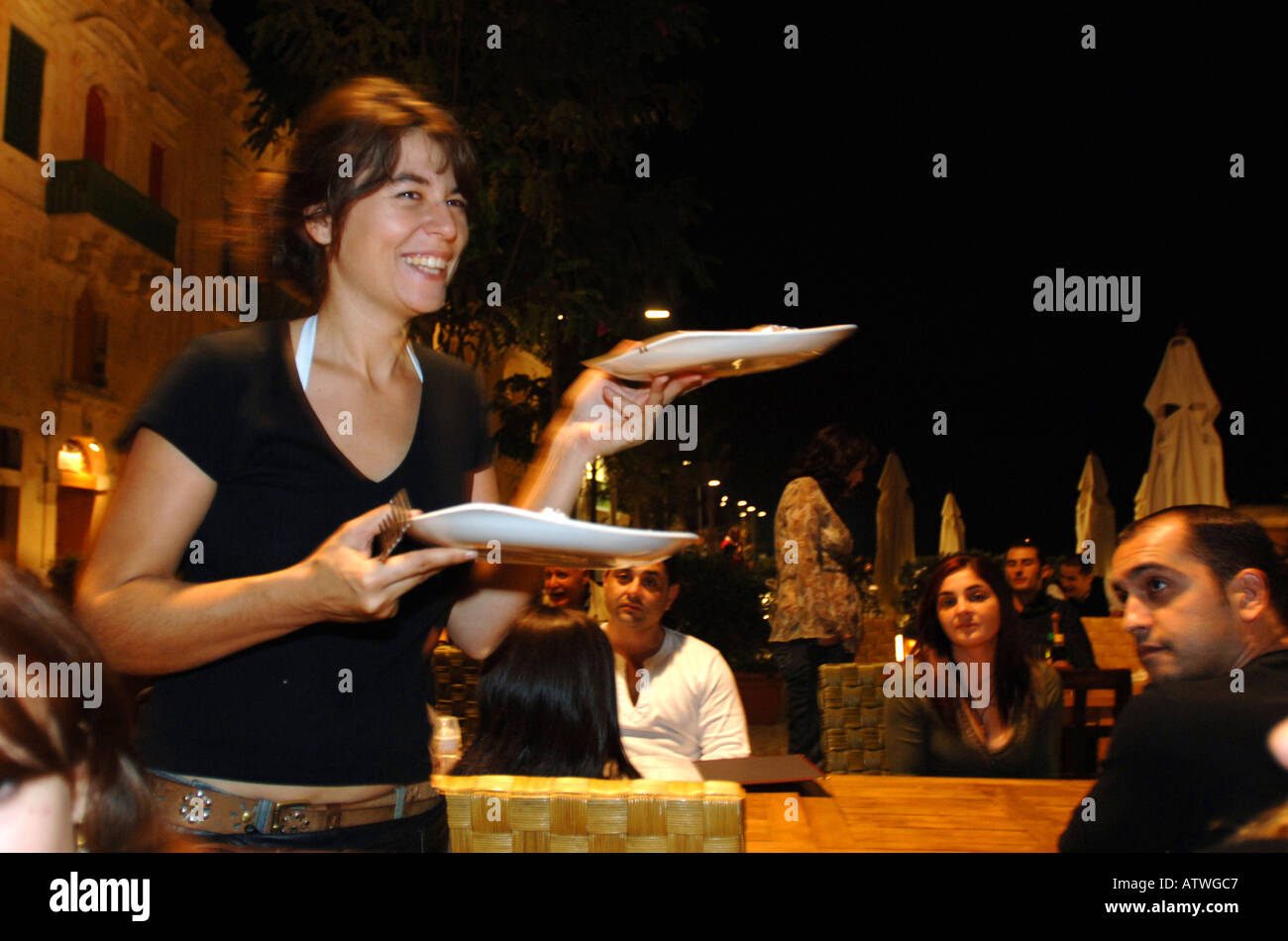 Valletta Waterfront new bar and leisure area The Island of Malta Stock