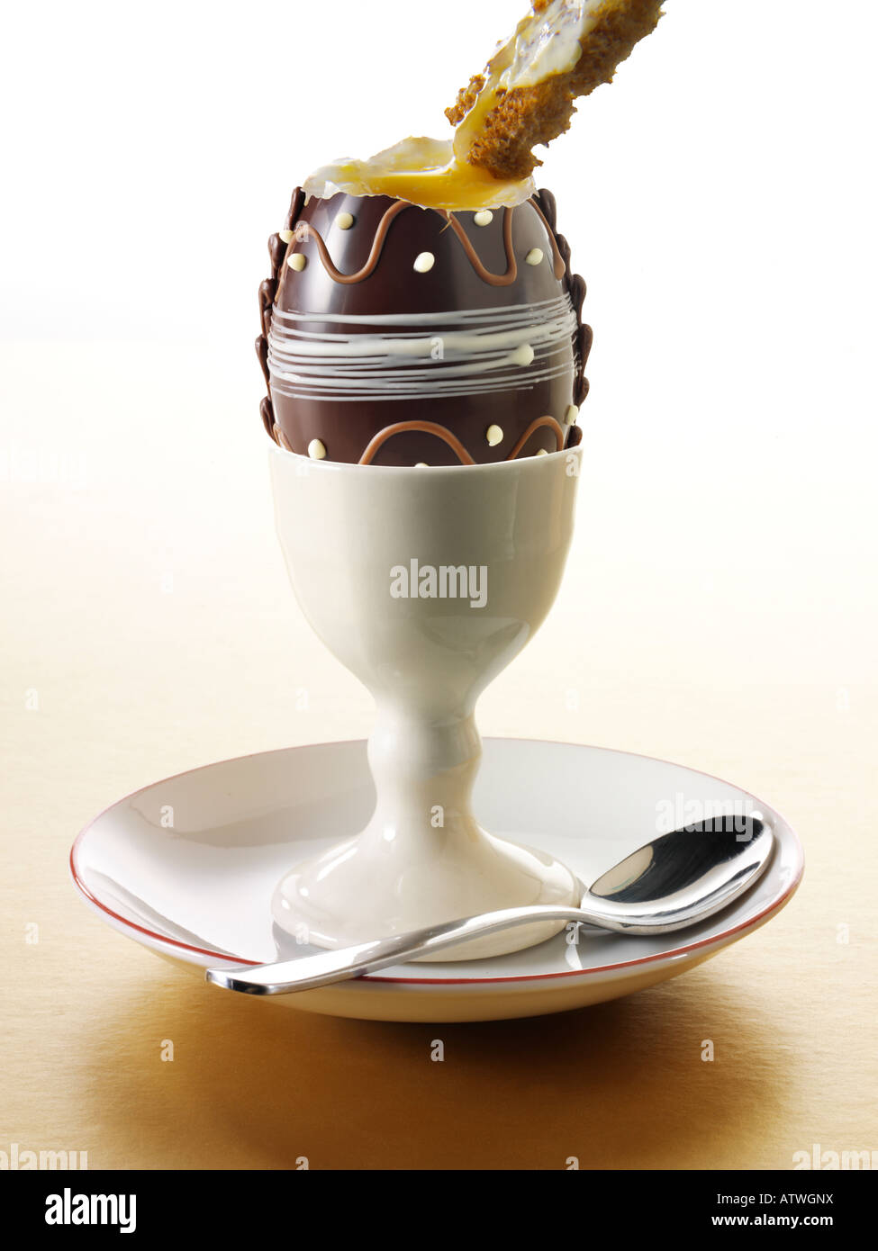 Chocolate Easter egg. Sharp focus. Stock Photo