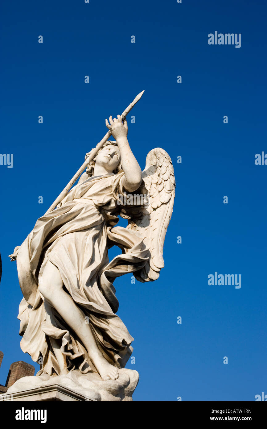 The angels statues by Bernini along the San´Angelo bridge. City of Rome
