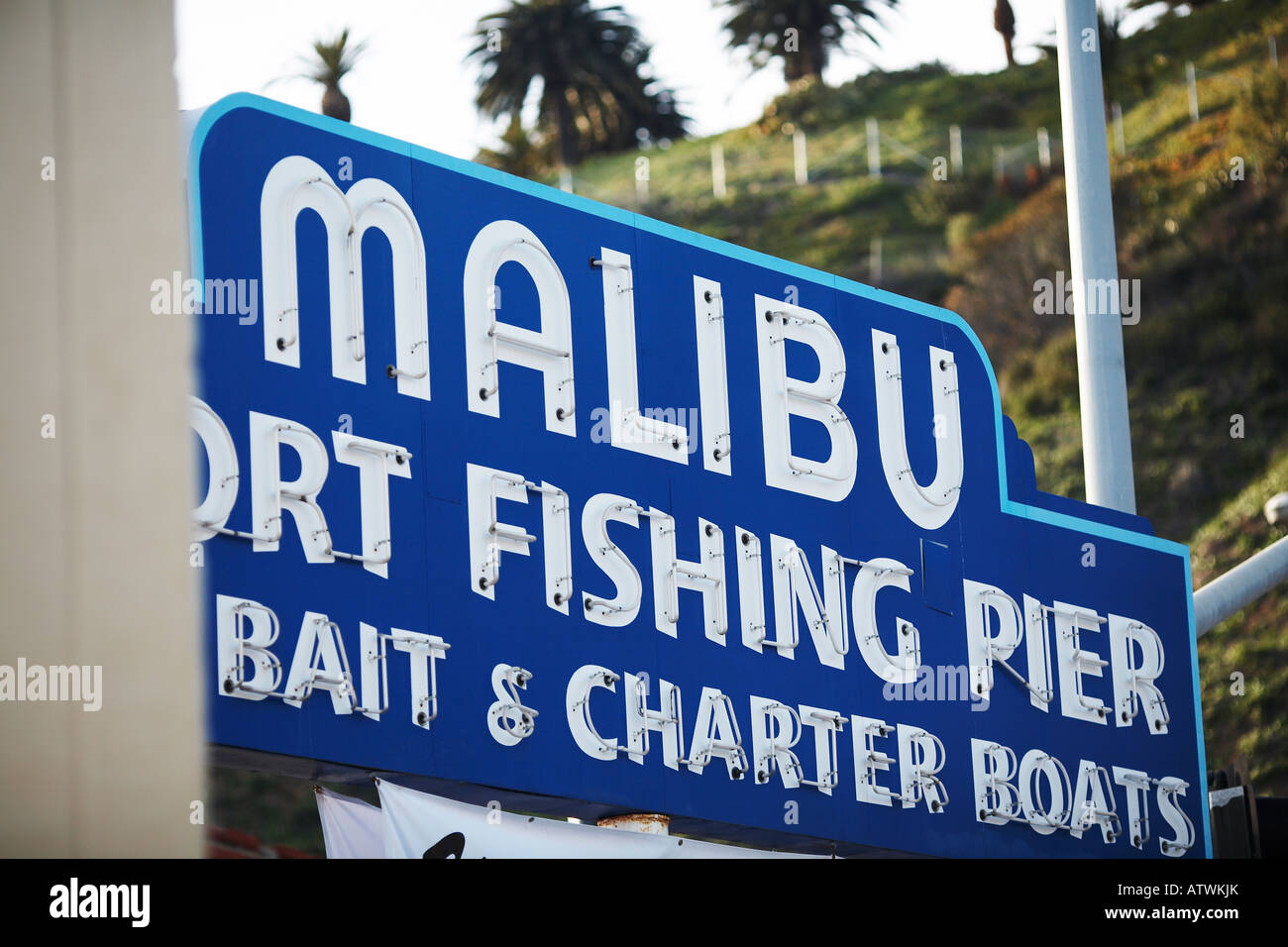 Malibu Pier Sign, on the Pacific Coast Highway, Malibu, Los Angeles
