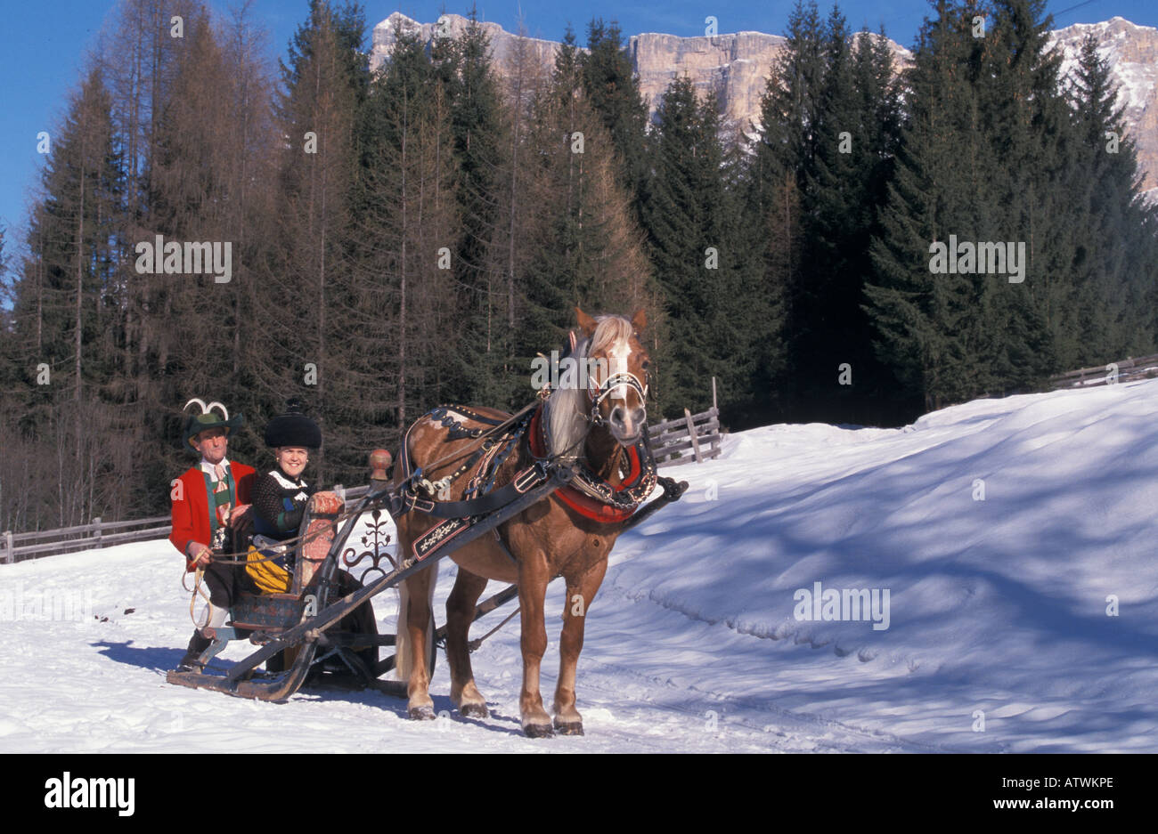 Antique sleigh Alta Badia Trentino Alto Adige Italy Stock Photo