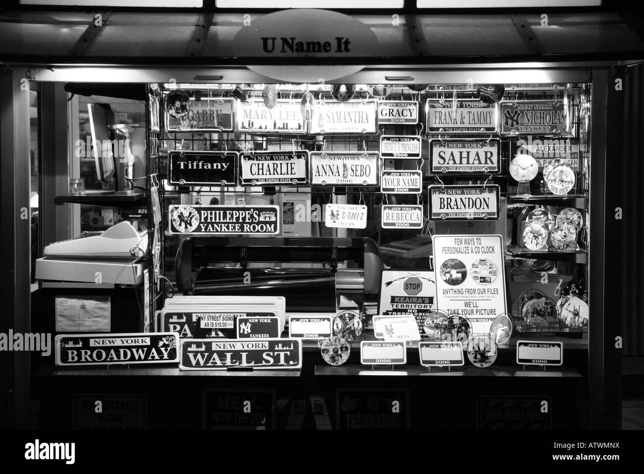 A market stall on Pier 17, New York.  ISO 1600 no flash Stock Photo