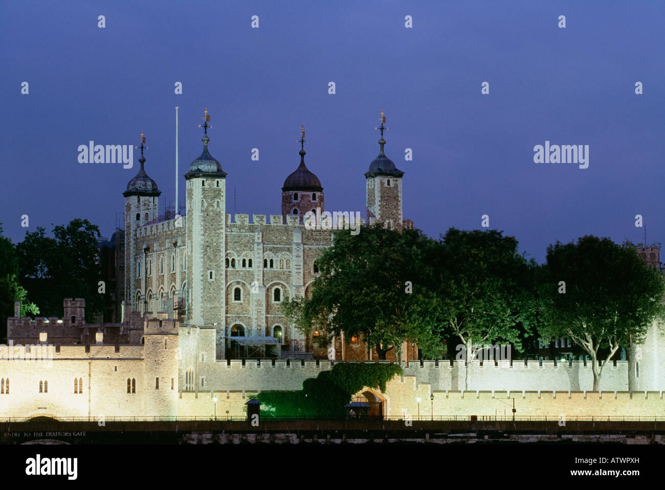 The Tower of London at Night, London, England Stock Photo