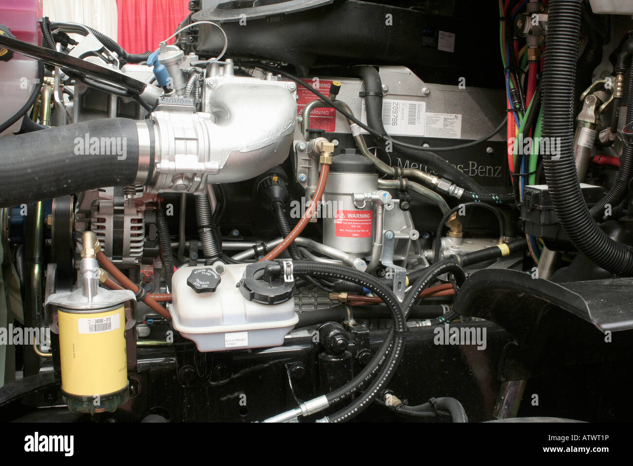 Mercedes Benz diesel engine in a new american truck Stock Photo - Alamy