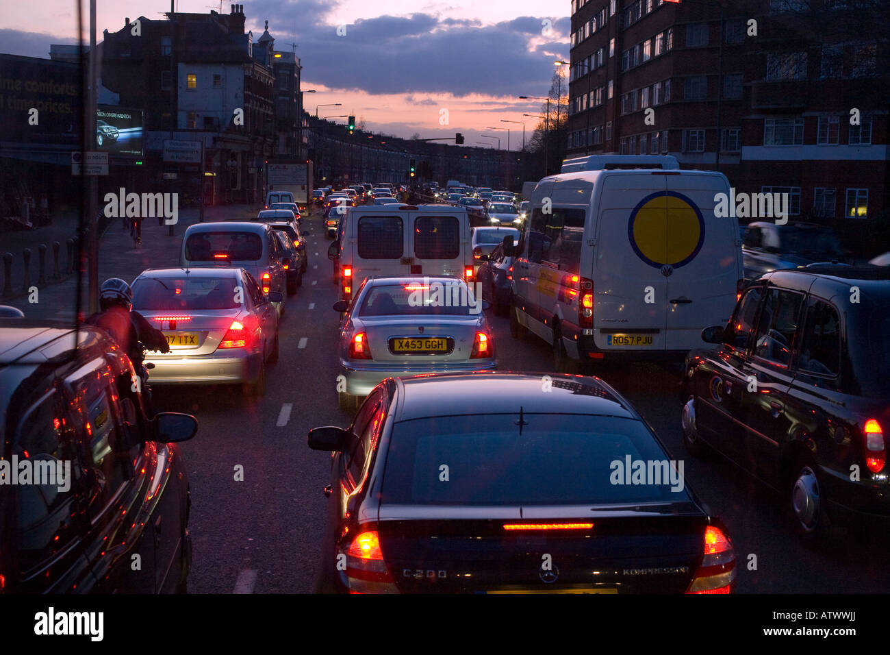 West bound evening traffic out of London Stock Photo
