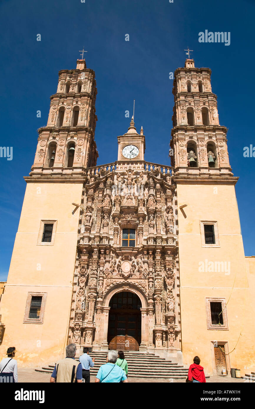MEXICO Dolores Hidalgo  Twin towers entrance Our Lady of Sorrows Parish Church 18th century cry for Independence Stock Photo