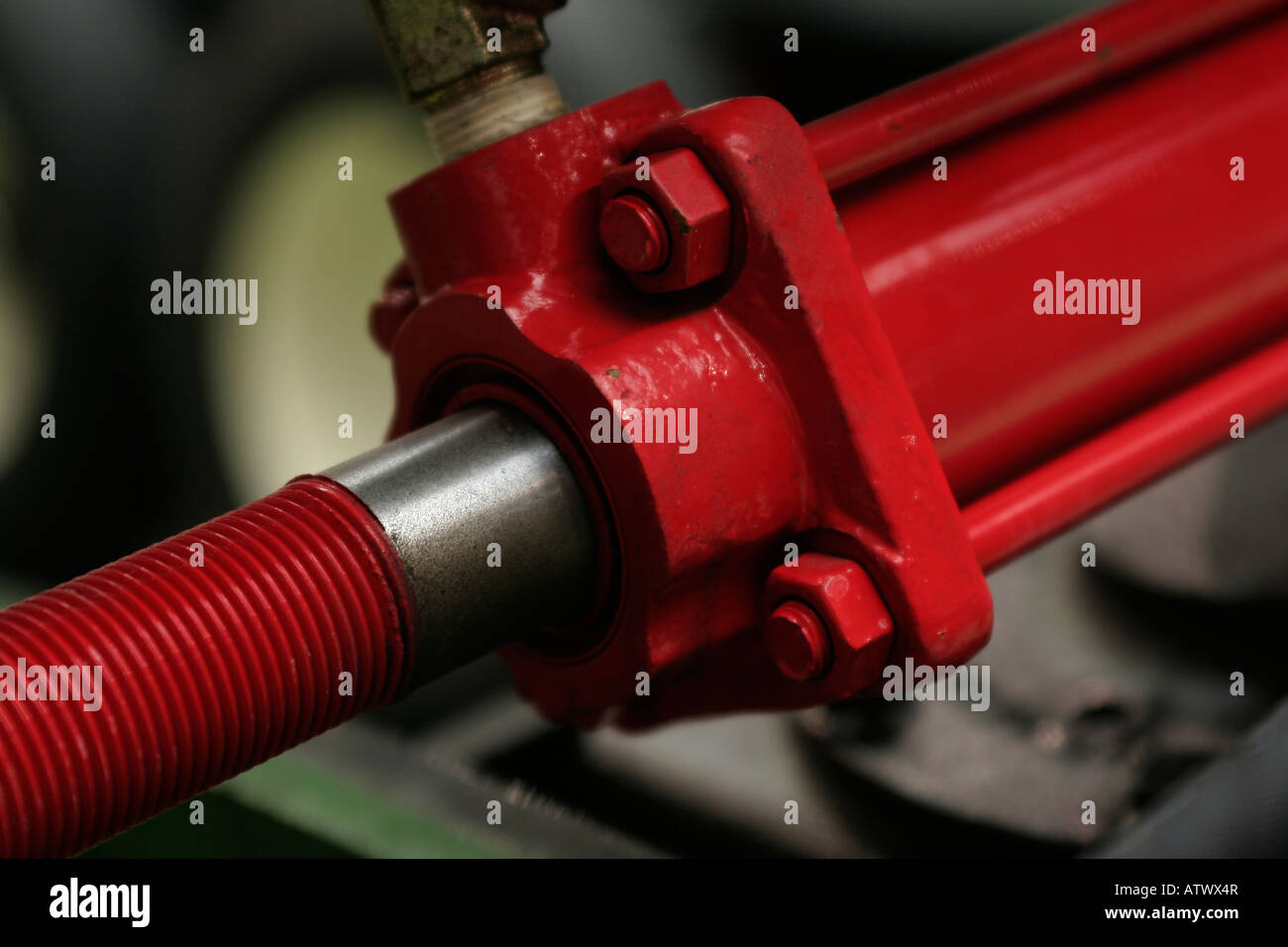 Retracted hydraulic cylinder on Agricultural equipment Stock Photo Alamy